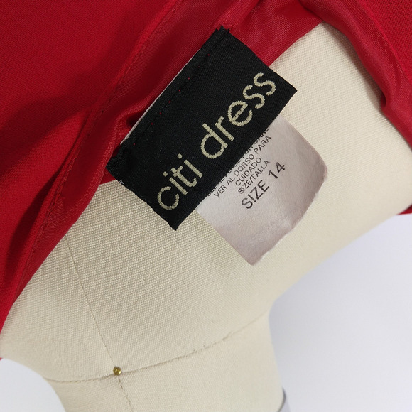 Vintage 90s Red Midi Slip Dress Size M L Bias Cut Layered Cowl Neck Draped Crepe - Picture 8 of 9